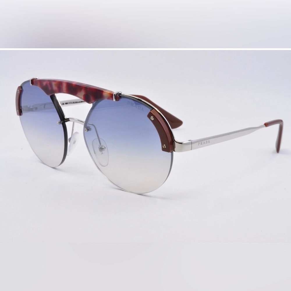 Prada Blue Gradient Sunglasses with Tortoiseshell and Silver Accents